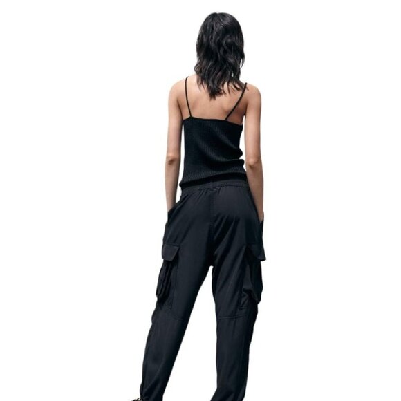 ZARA SOFT CARGO PANTS BLACK SIZE M | 2212/387 - Picture 4 of 4